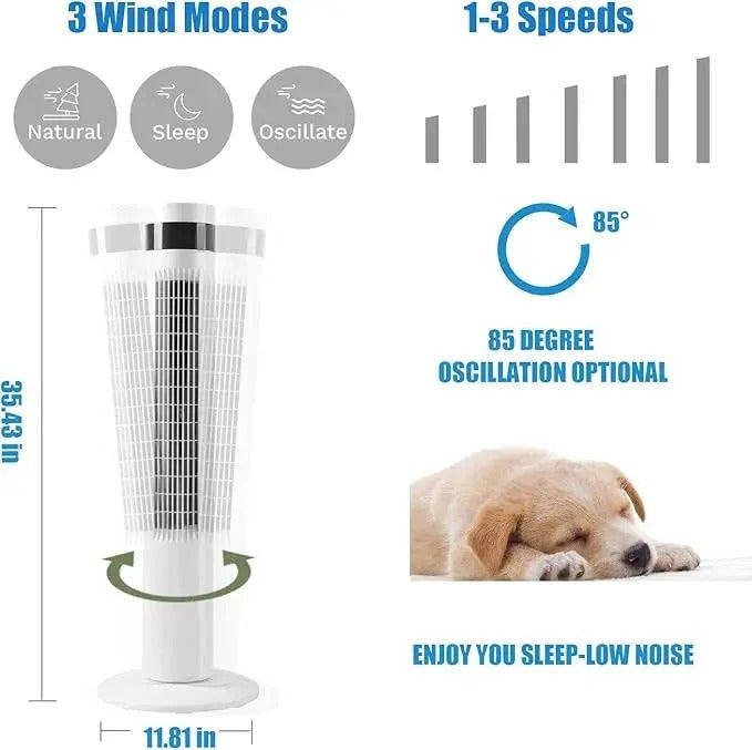 Bladeless Standing Air Cooler with Low Noise Operation and 3 Speed Modes for Indoor Use