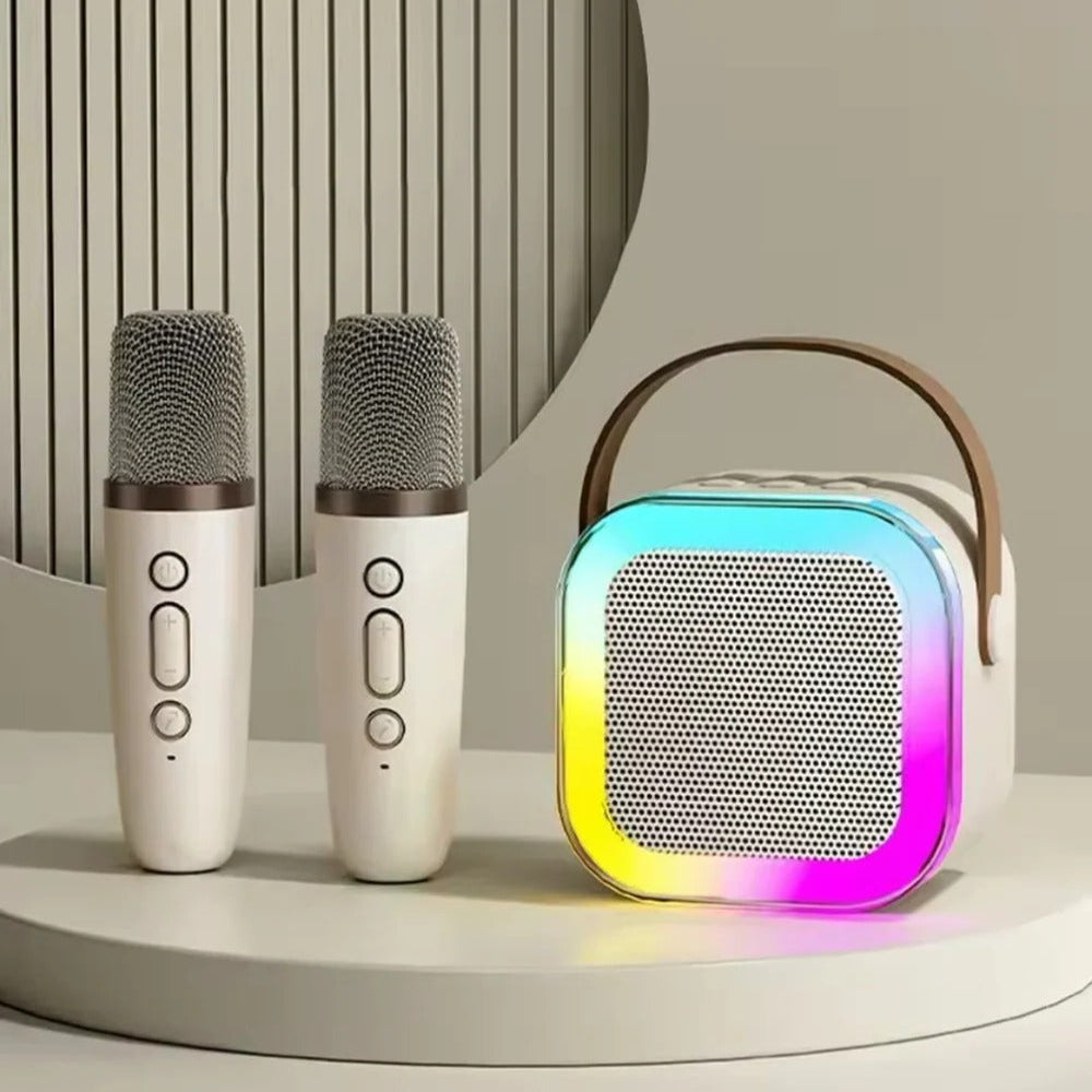 Wireless Karaoke Speaker System with Cordless Mics and Built In Rechargeable Battery
