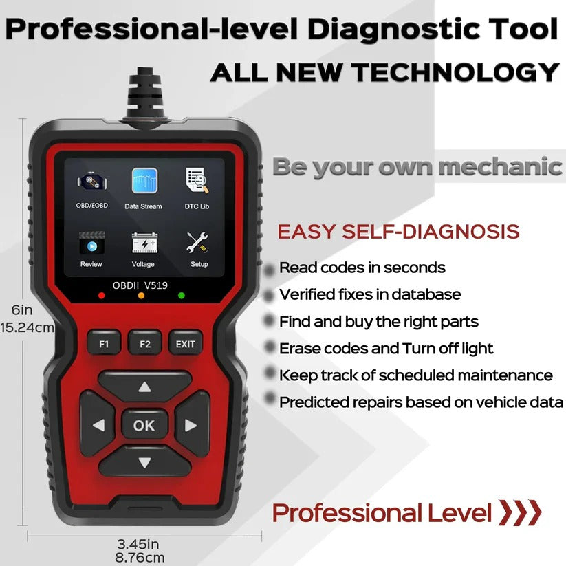 OBD2 Scanner with Live Data Stream and Freeze Frame for Cars