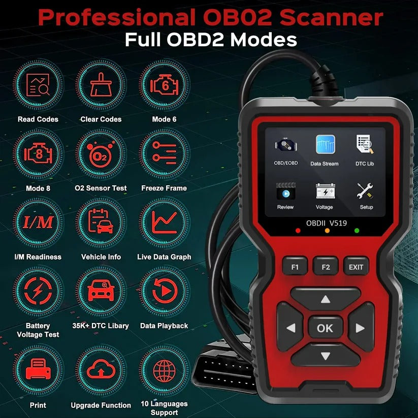 OBD2 Scanner with Live Data Stream and Freeze Frame for Cars