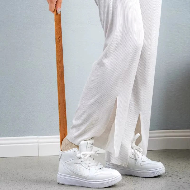Long Handled Shoe Horn with Ergonomic Grip and Curved Neck for Easy Wear