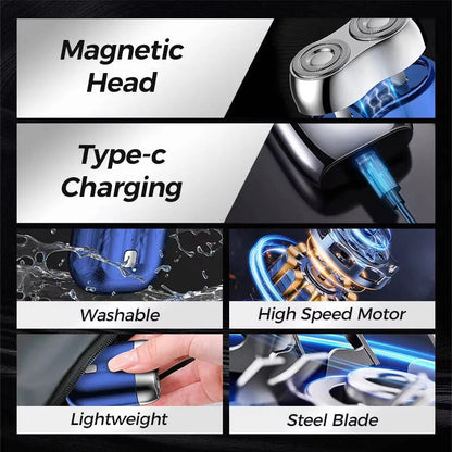 Compact Magnetic Charging Electric Shaver for Men with Portable Design