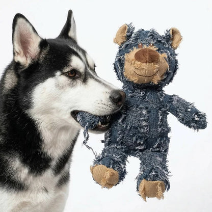 Reinforced Plush Dog Toy with Squeaker for Tugging and Chewing Play
