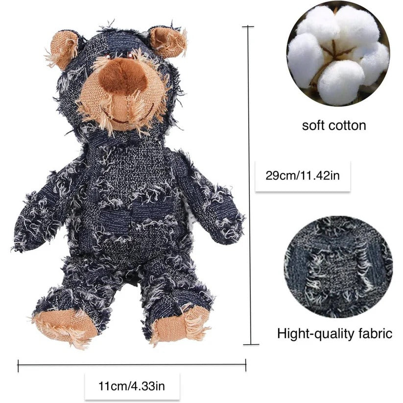 Reinforced Plush Dog Toy with Squeaker for Tugging and Chewing Play