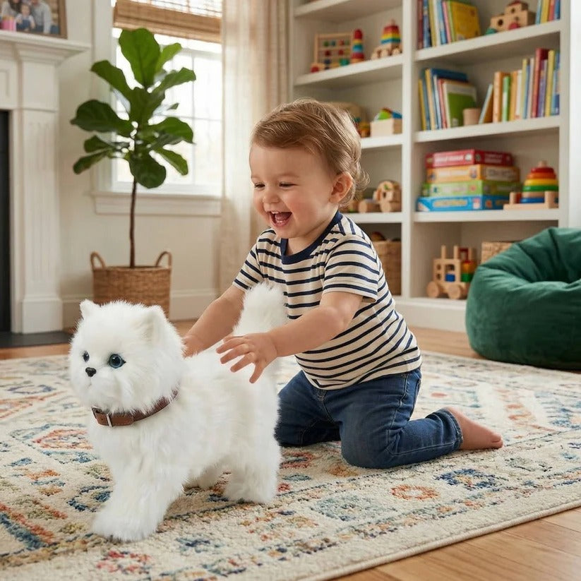 Battery Operated Plush Cat Toy with Walking and Sound for Kids