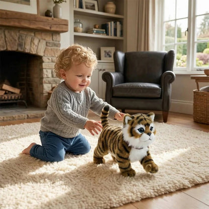 Battery Operated Plush Cat Toy with Walking and Sound for Kids