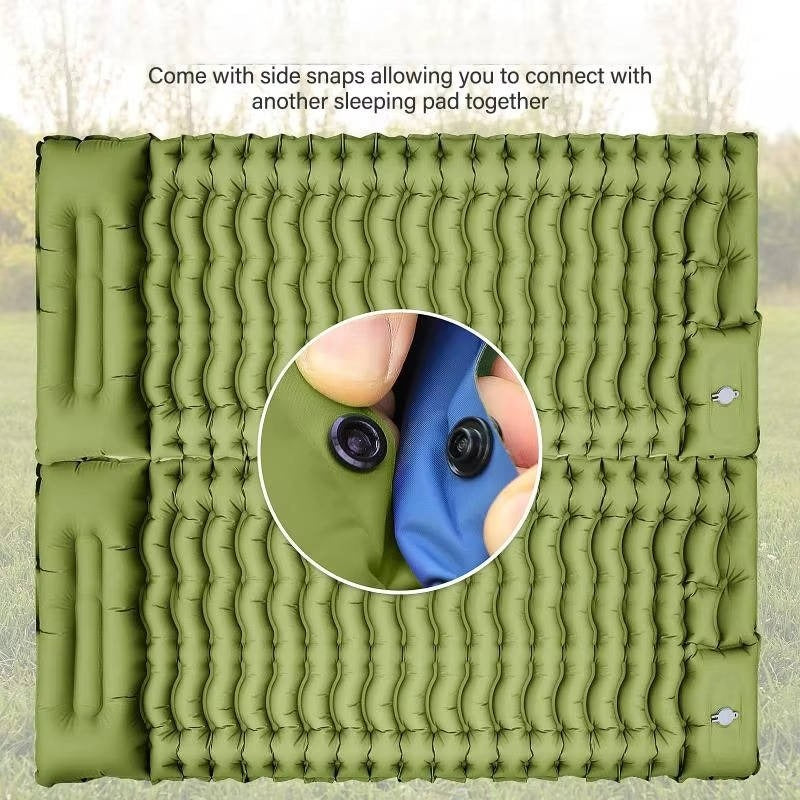 Lightweight Inflatable Camp Sleeping Mat with Integrated Pillow for Outdoor Use