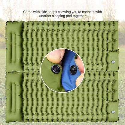 Lightweight Inflatable Camp Sleeping Mat with Integrated Pillow for Outdoor Use