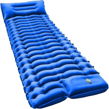 Lightweight Inflatable Camp Sleeping Mat with Integrated Pillow for Outdoor Use