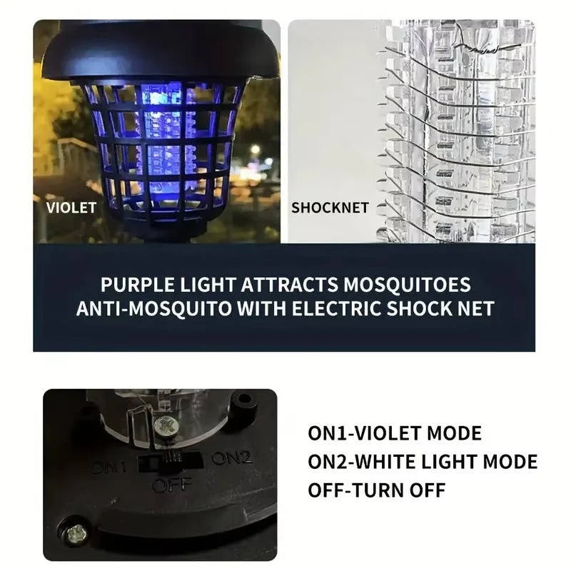 Solar Powered Mosquito Zapper Trap Light for Patio and Backyard, Pack of 4