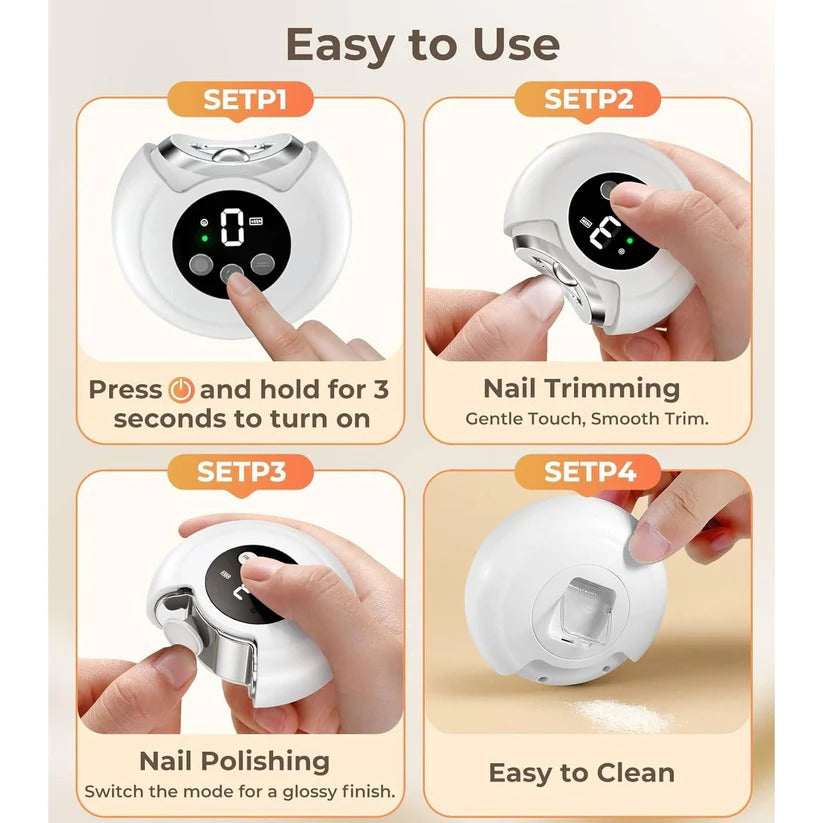 Rechargeable Nail Trimmer with LED Light and 3 Adjustable Speed Settings