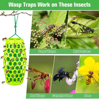 Reusable Hanging Wasp and Hornet Catcher Trap for Outdoor Garden Use, Set of 2