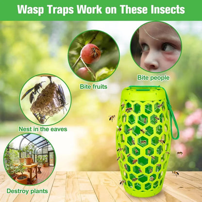 Reusable Hanging Wasp and Hornet Catcher Trap for Outdoor Garden Use, Set of 2