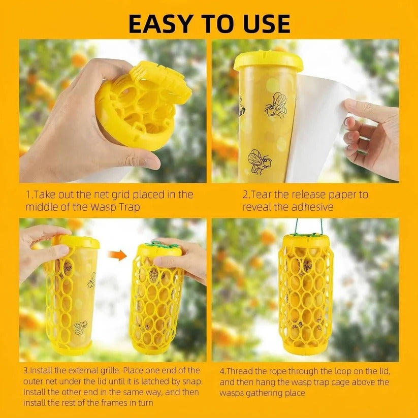 Reusable Hanging Wasp and Hornet Catcher Trap for Outdoor Garden Use, Set of 2