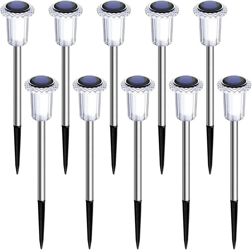 Solar Waterproof Pathway LED Lights for Garden and Driveway Use, Pack of 10