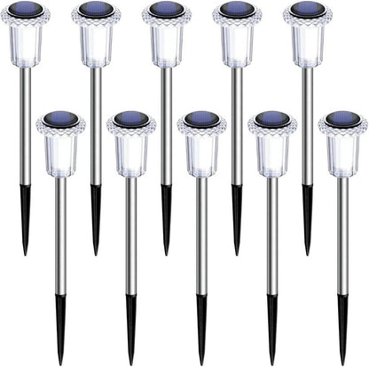 Solar Waterproof Pathway LED Lights for Garden and Driveway Use, Pack of 10