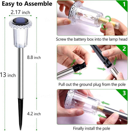 Solar Waterproof Pathway LED Lights for Garden and Driveway Use, Pack of 10