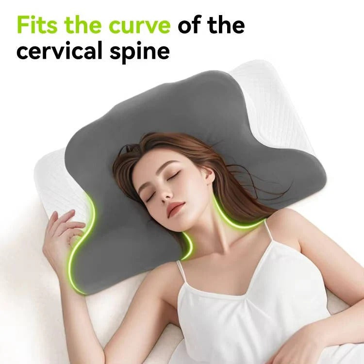 Contour Memory Foam Neck Pillow with Cooling Cover for Side Back Sleepers