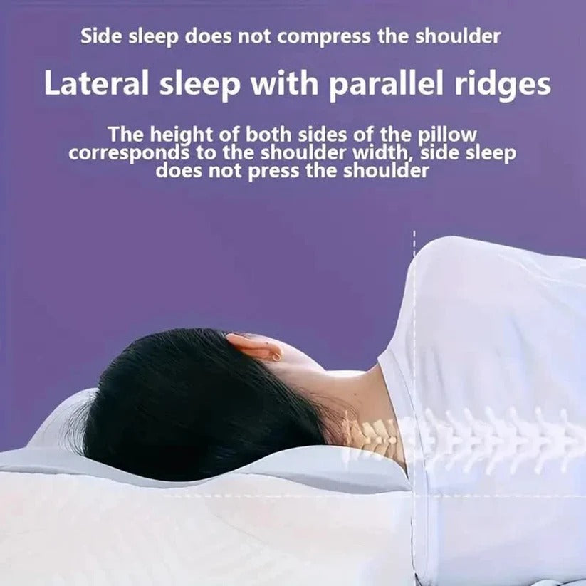 Contour Memory Foam Neck Pillow with Cooling Cover for Side Back Sleepers