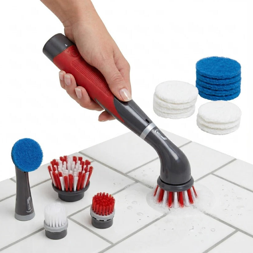 Cordless Electric Scrubber Kit for Tile Grout, Shower and Bathroom Cleaning, 18 Piece