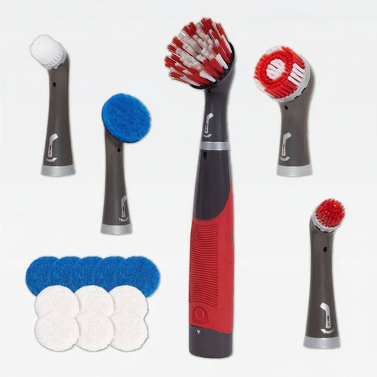 Cordless Electric Scrubber Kit for Tile Grout, Shower and Bathroom Cleaning, 18 Piece