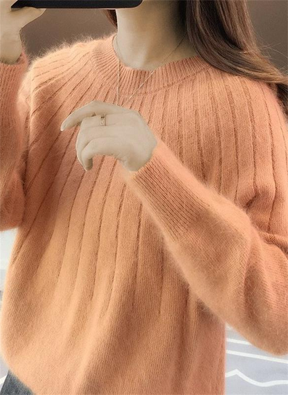 Womens Pullover Knit Sweater with Full Length Sleeves and Close Fit for Fall and Winter