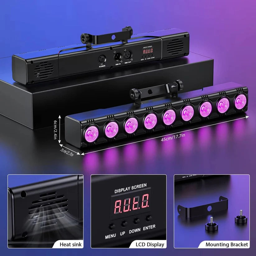 36W RGBW LED Wash Light Bar, DMX DJ Stage Uplight with Remote for Parties
