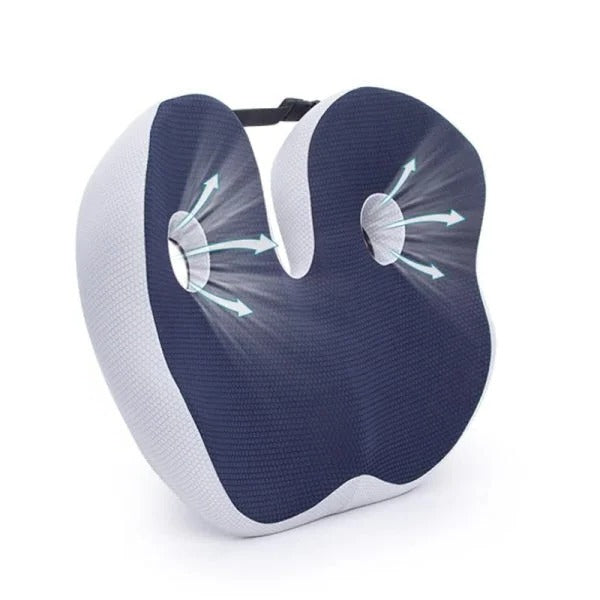 Ergonomic Seat Cushion with Adjustable Straps and Non Slip Bottom for Office Chairs and Car Seats