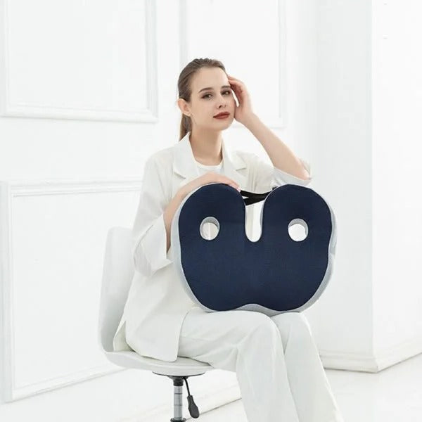 Ergonomic Seat Cushion with Adjustable Straps and Non Slip Bottom for Office Chairs and Car Seats