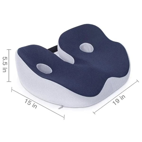 Ergonomic Seat Cushion with Adjustable Straps and Non Slip Bottom for Office Chairs and Car Seats