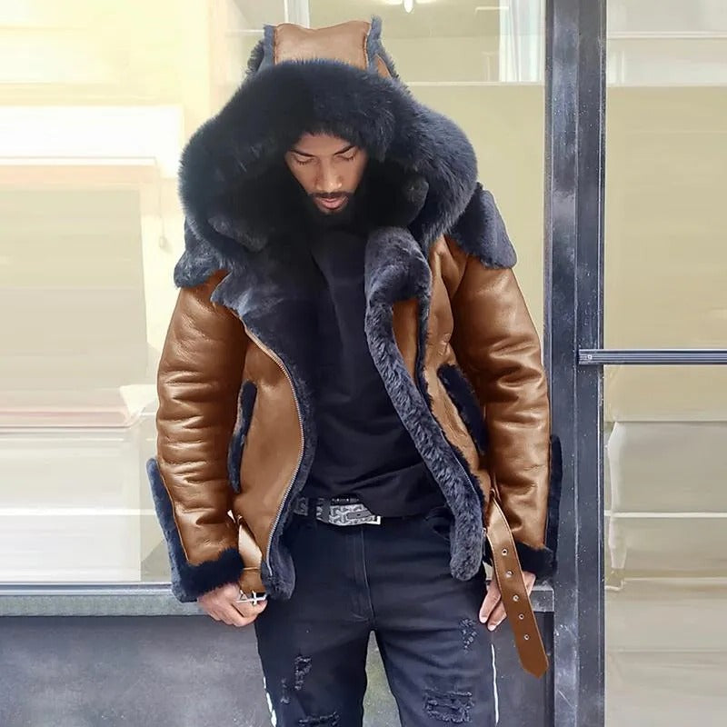 Mens Outdoor Jacket with Wind Blocking PU Material and Anti Theft Pockets for Fall Winter