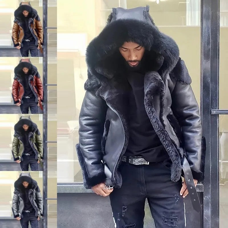 Mens Outdoor Jacket with Wind Blocking PU Material and Anti Theft Pockets for Fall Winter