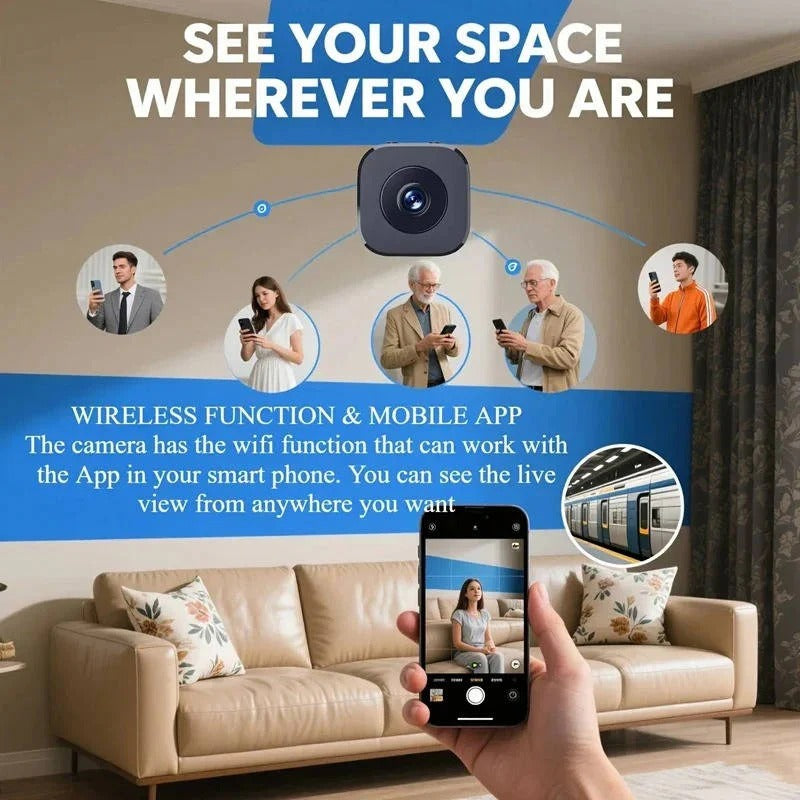 Mini 4K Wi Fi Indoor Security Camera with Night Vision and Motion Alerts