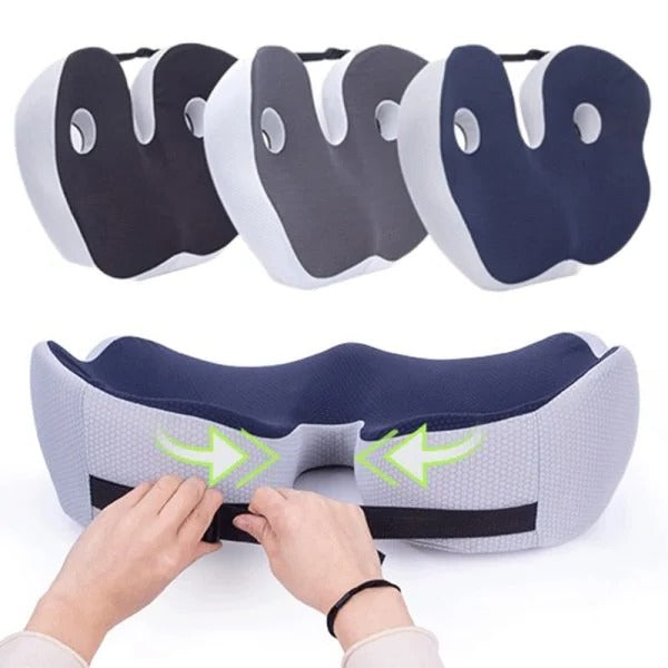 Ergonomic Seat Cushion with Adjustable Straps and Non Slip Bottom for Office Chairs and Car Seats