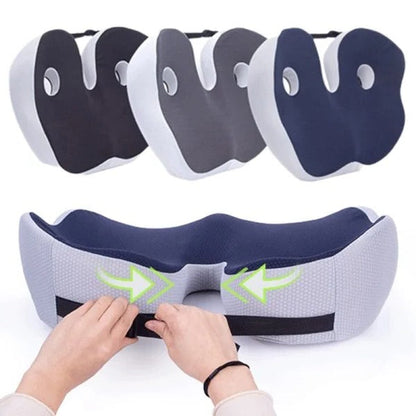 Ergonomic Seat Cushion with Adjustable Straps and Non Slip Bottom for Office Chairs and Car Seats