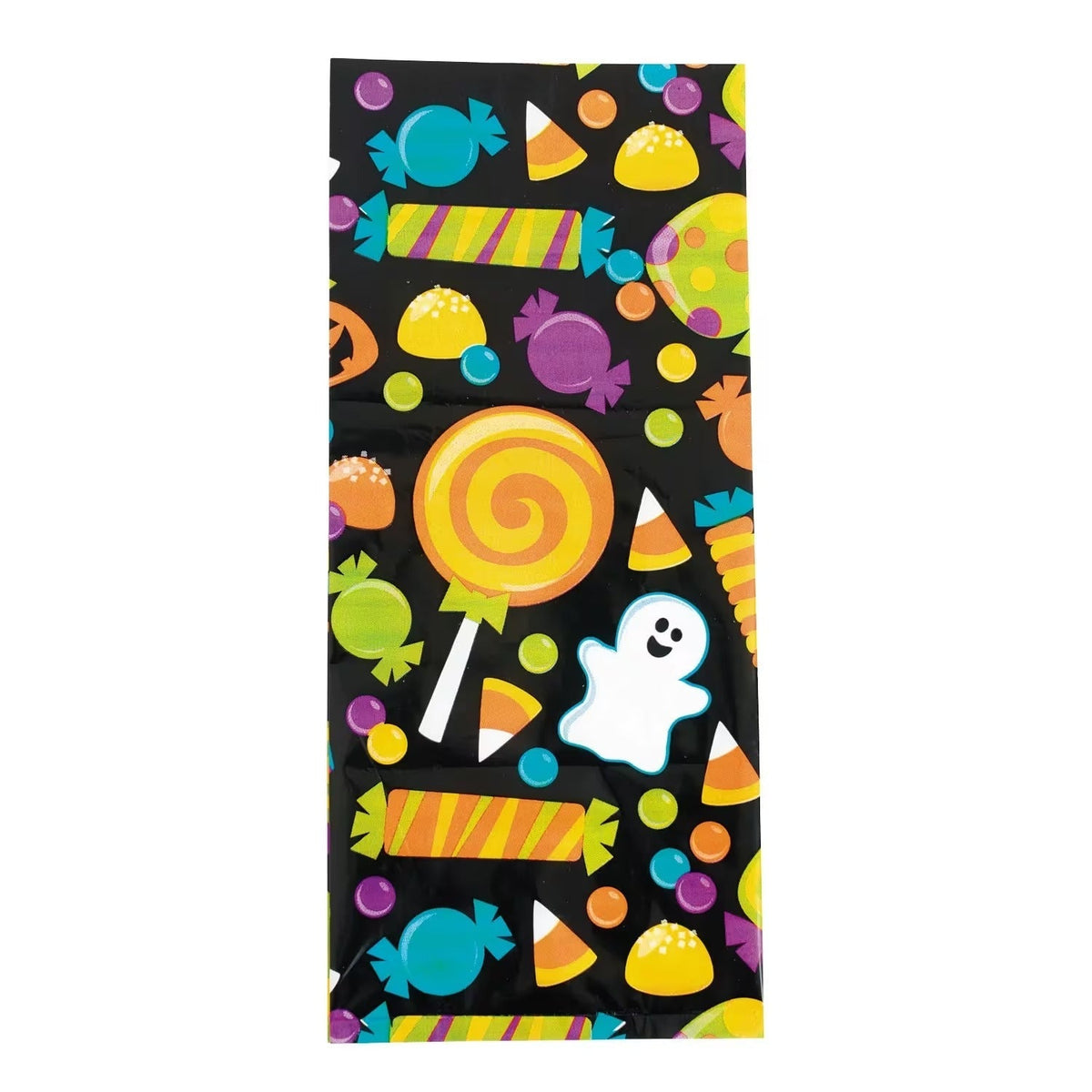 Cellophane Gift Bags with Ghost Print Pack of 12 for Halloween Treat Tables and Class Parties