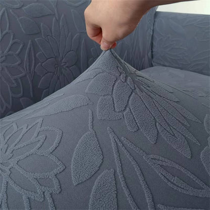 Jacquard Sofa Slipcover with Sunflower Pattern and Skirt