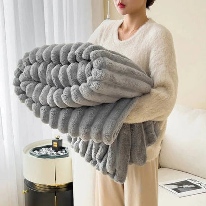 Faux Fur Throw Blanket for Couch and Bed with Plush Warmth