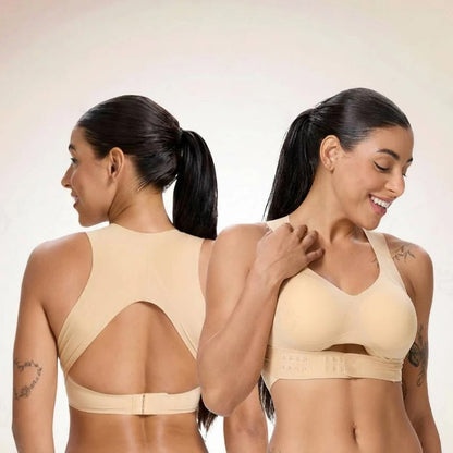 Full Coverage Wireless Sports Bra with Posture Support and Breathable Yoga Design