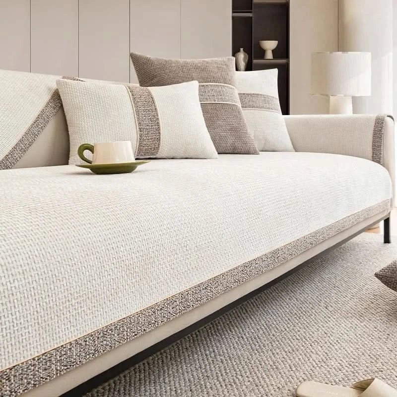 Stretch Sofa Slipcover with Textured Grip Backing and Machine Wash Care