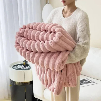 Faux Fur Throw Blanket for Couch and Bed with Plush Warmth