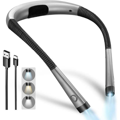 Rechargeable Neck Reading Light with Flexible Arms and 3 Color Modes