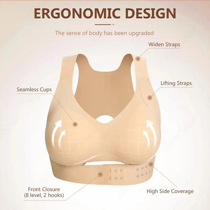 Full Coverage Wireless Sports Bra with Posture Support and Breathable Yoga Design