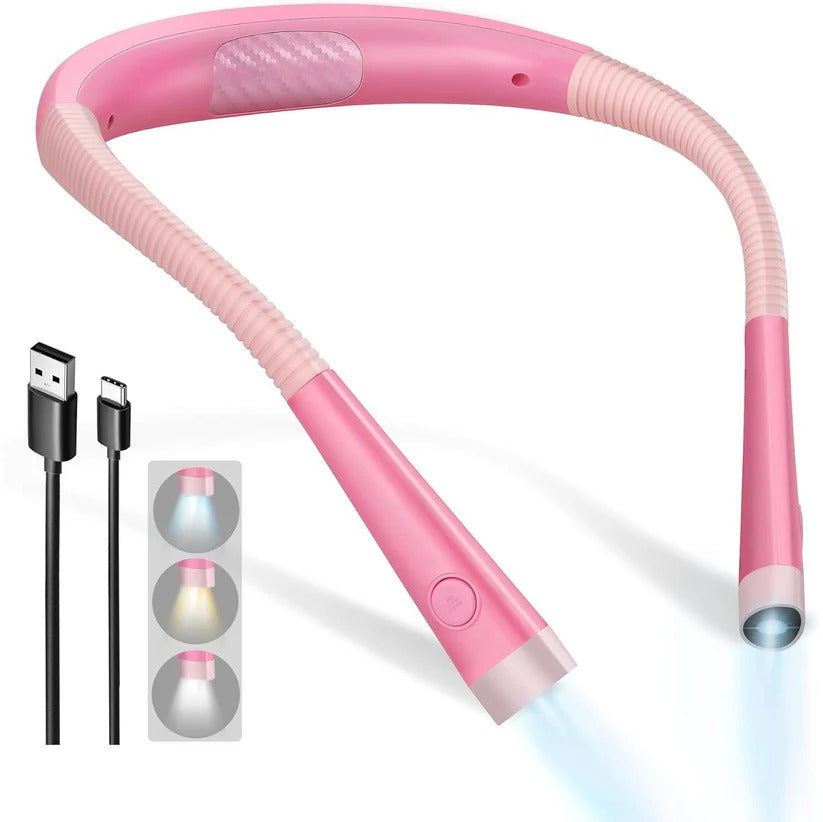 Rechargeable Neck Reading Light with Flexible Arms and 3 Color Modes