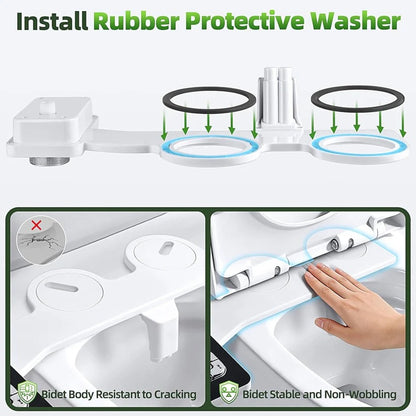 Cold Water Bidet Seat Attachment with Dual Nozzle and Self-Cleaning Function
