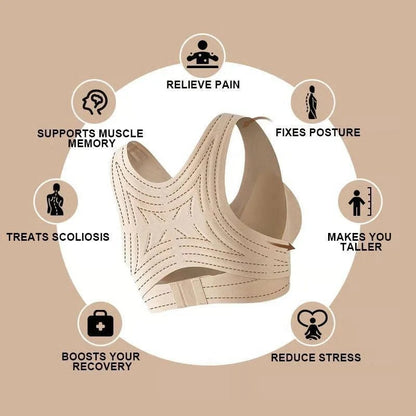 Full Coverage Wireless Sports Bra with Posture Support and Breathable Yoga Design
