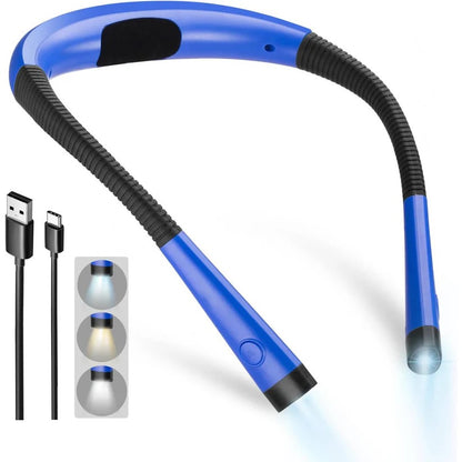 Rechargeable Neck Reading Light with Flexible Arms and 3 Color Modes