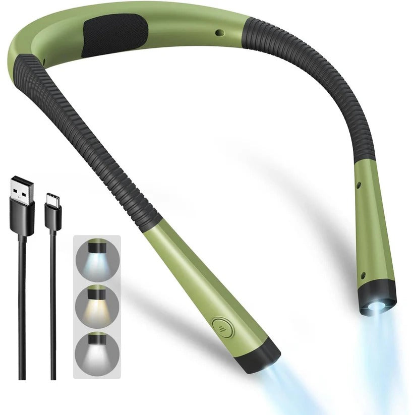 Rechargeable Neck Reading Light with Flexible Arms and 3 Color Modes