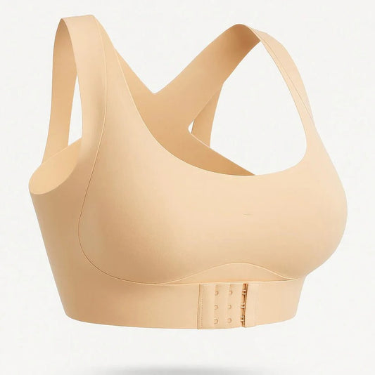 Full Coverage Wireless Sports Bra with Posture Support and Breathable Yoga Design