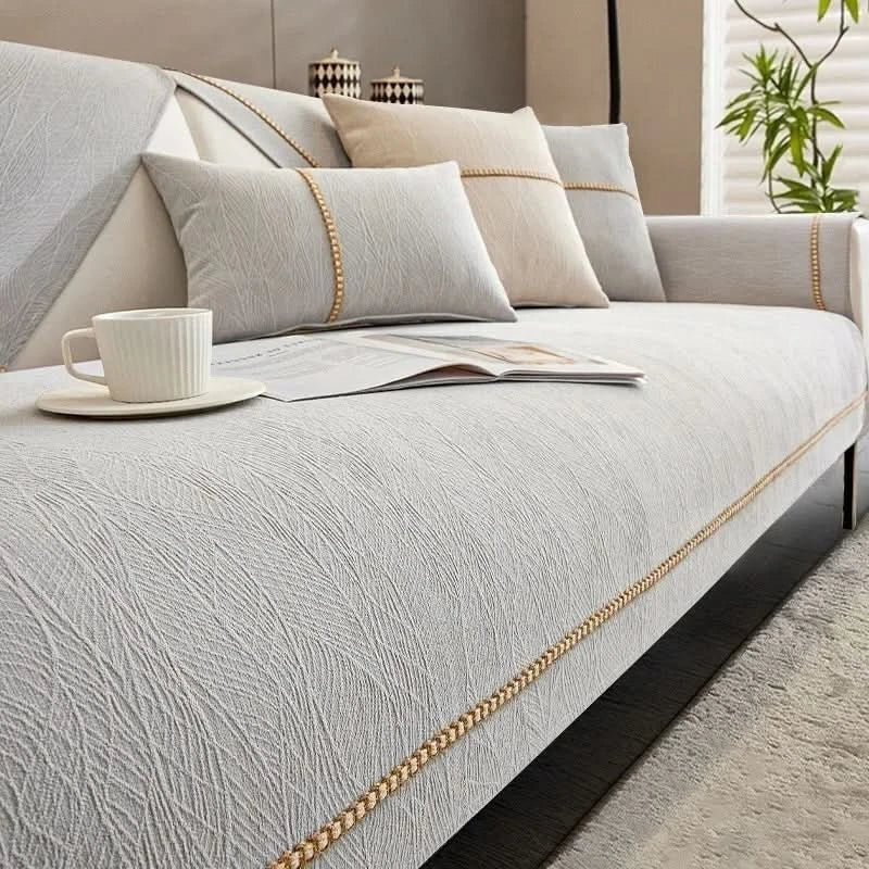 Stretch Sofa Slipcover with Textured Grip Backing and Machine Wash Care